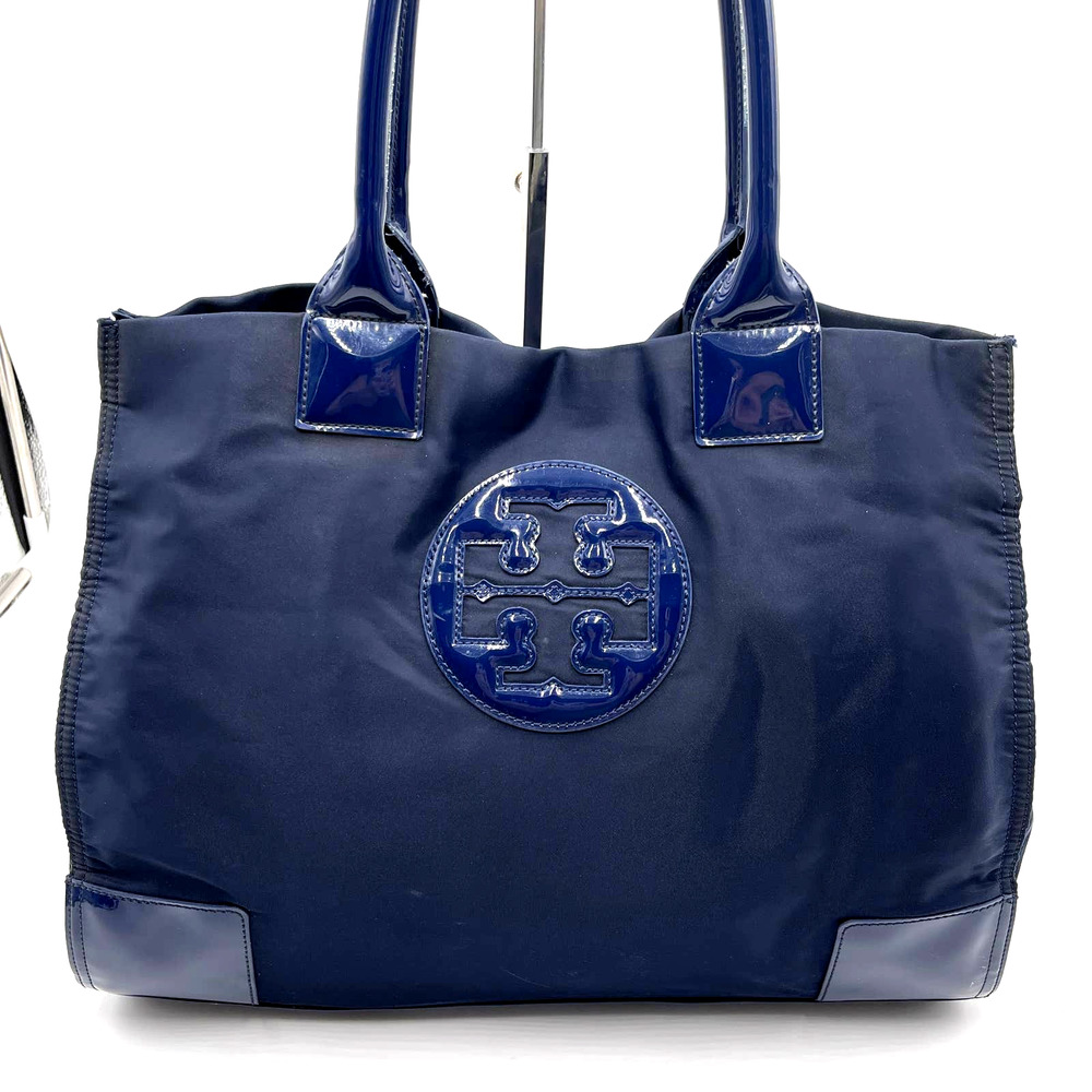 TORY BURCH Patent Tote Bag Navy Blue